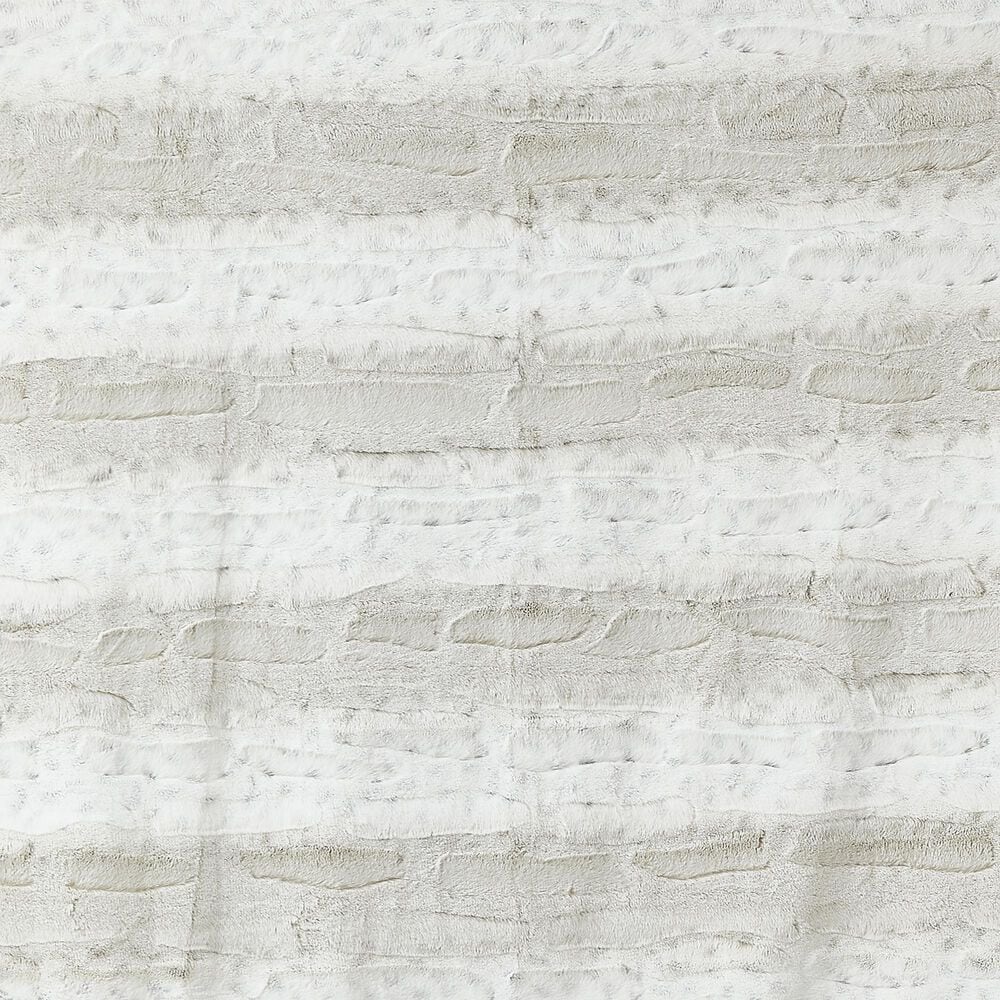 Duke Imports Leopard Stripe Plush Throw in Ivory and Cream, , large