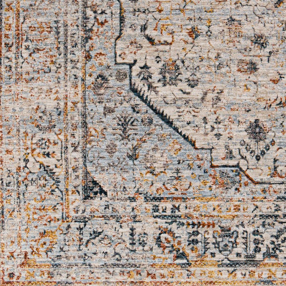 Surya Laila 6&#39;7&quot; Round Teal, Sage, Orange, Gray and Cream Area Rug, , large