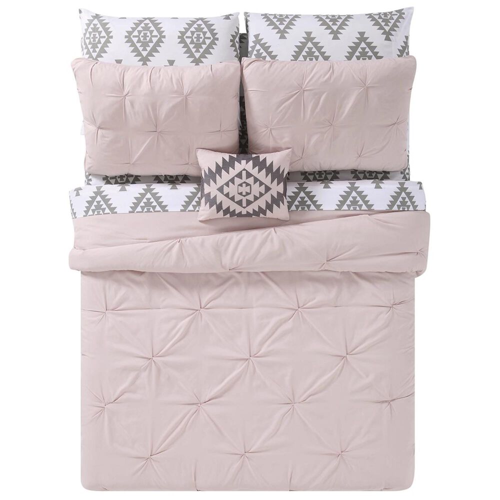 Pem America Pueblo Pleated 6-Piece Queen Bed in a Bag in Blush, , large