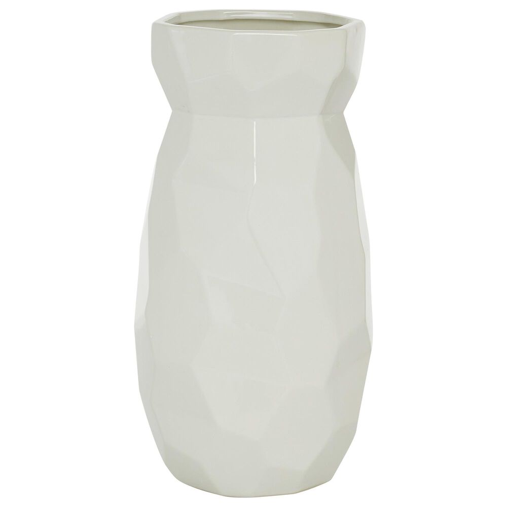 CosmoLiving by Cosmopolitan 16" x 8" Modern Geometric Vase in White, , large