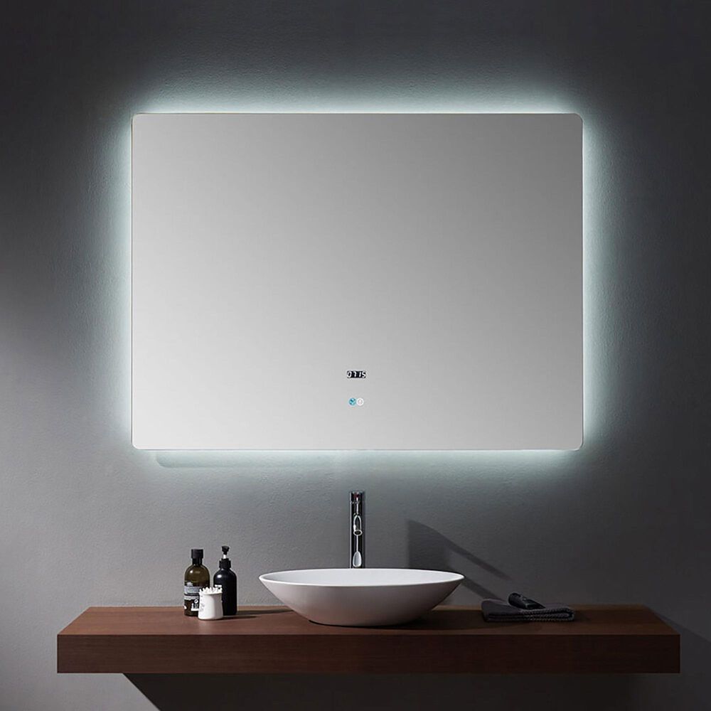 Lexora Home Lugano 48" x 36" LED Mirror with Defogger in Gray, , large