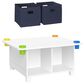 RiverRidge Home Kids Activity Table with 4 Cups and 2-Piece Navy Bins in White Painted, , large