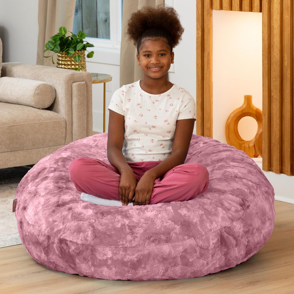 Jaxx Lil' Cuddler Cocoon Jr Kids Faux Fur Bean Bag Lounger in Wild Rose, , large