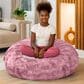 Jaxx Lil" Cuddler Cocoon Jr Kids Faux Fur Bean Bag Lounger in Wild Rose, , large