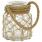 Maple and Jade 9" Decorative Indoor/Outdoor Candle Lantern with Rope Handle in Clear and Brown, , large