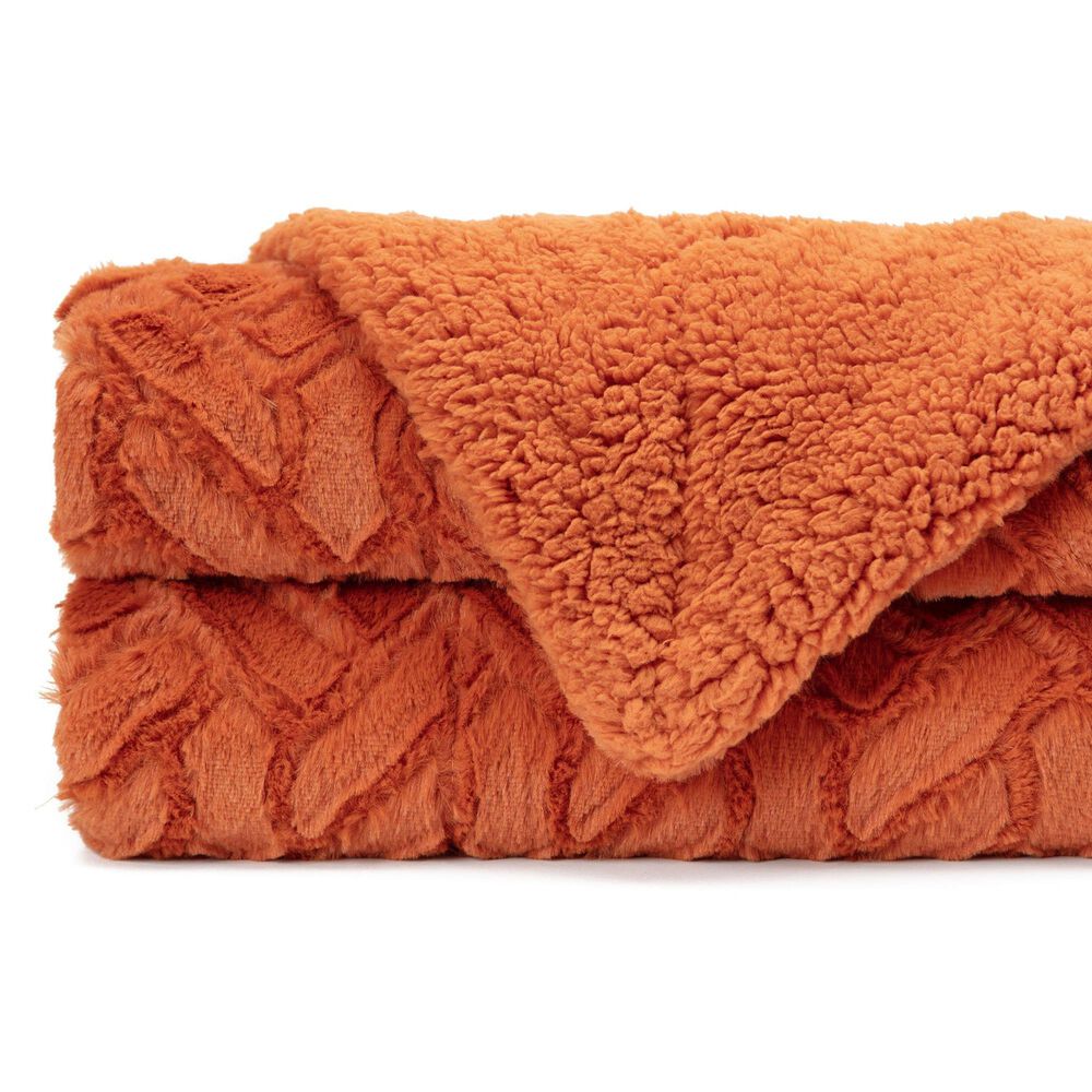 50" x 65" Cloud Faux Fur Throw Blanket in Orange, , large