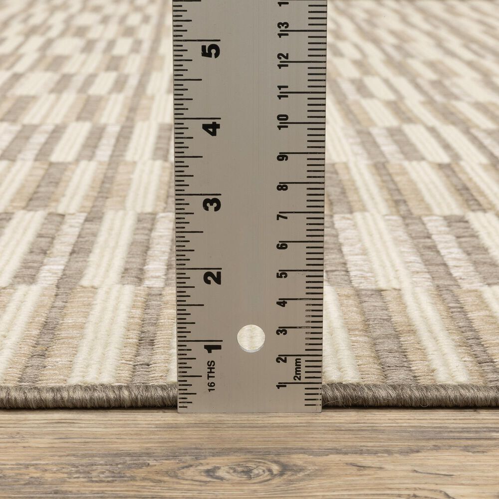 ROW by Oriental Weavers Zarina ZAR10 Beige and Ivory 6'7" x 9'2" Indoor/Outdoor Area Rug, , large