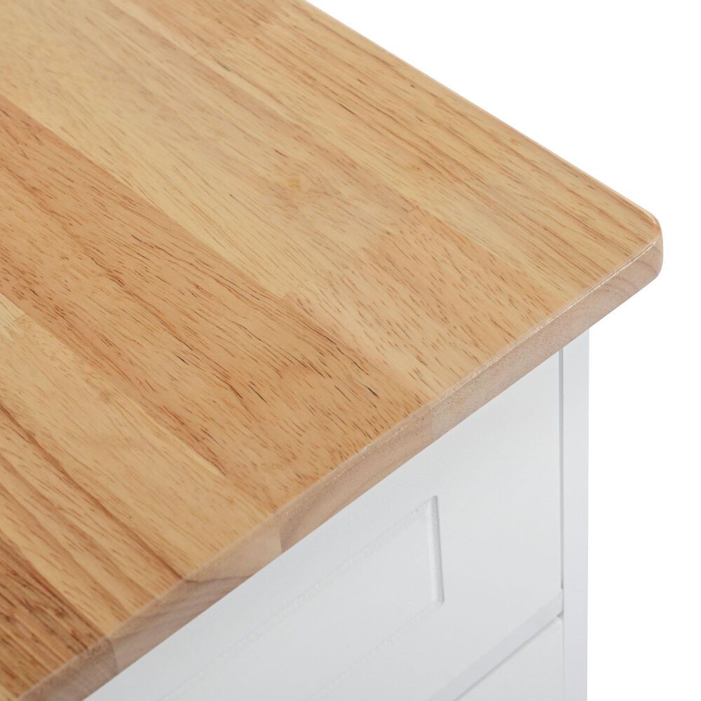 HOMLUX 47" Fluted Kitchen Island with Trash Can Storage Cabinet in White and Natural, , large