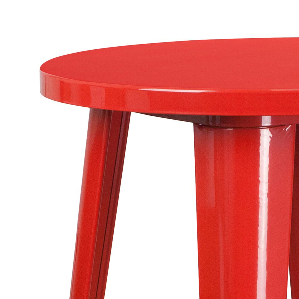 Flash Furniture 3-Piece Metal Bar Table Set in Red, , large
