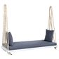 Hearth and Haven Topmax Outdoor Hanging Porch Swing Bench with Dark Gray Cushion in White, , large