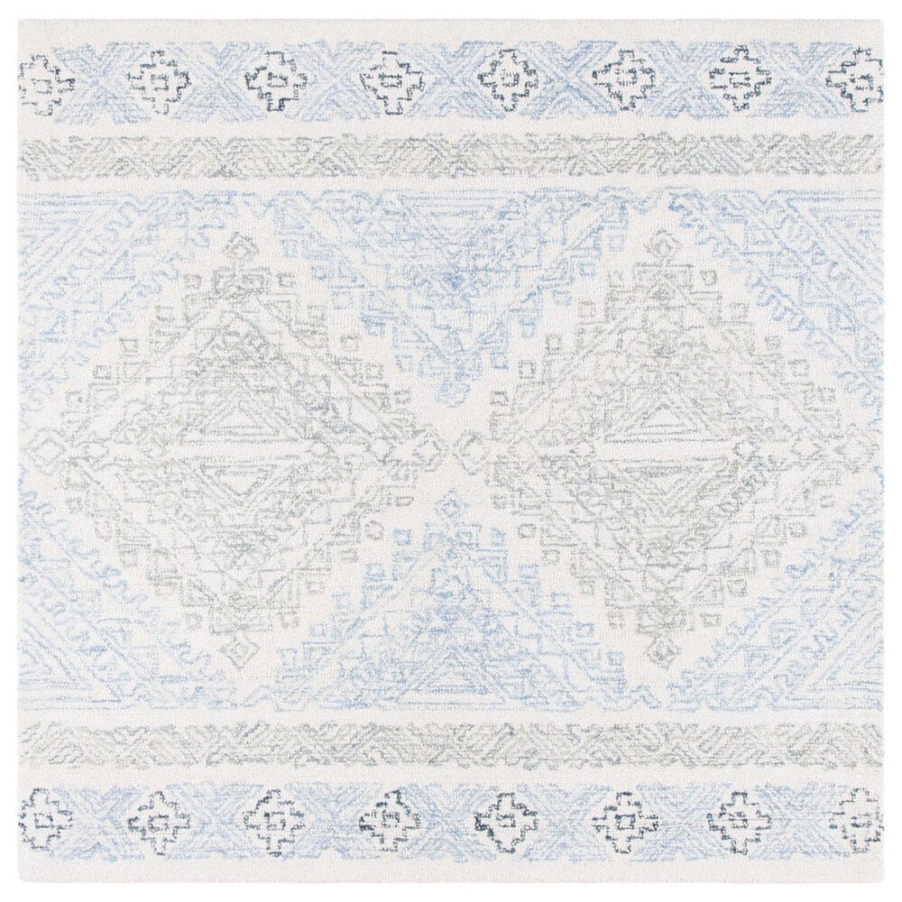 Safavieh Micro-Loop 5" Square Ivory and Grey Area Rug, , large