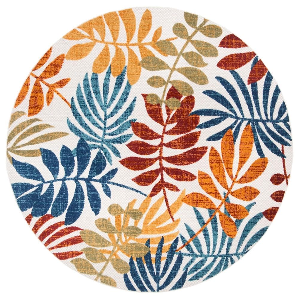Safavieh Cabana CBN814A 3" Round Creme and Red Indoor/Outdoor Area Performance Rug, , large