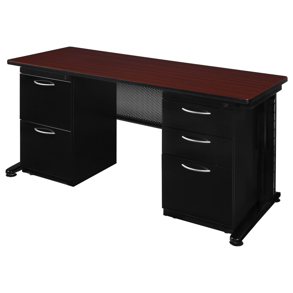 Regency Global Sourcing Fusion 66" x 30" Double Pedestal Desk in Mahogany, , large