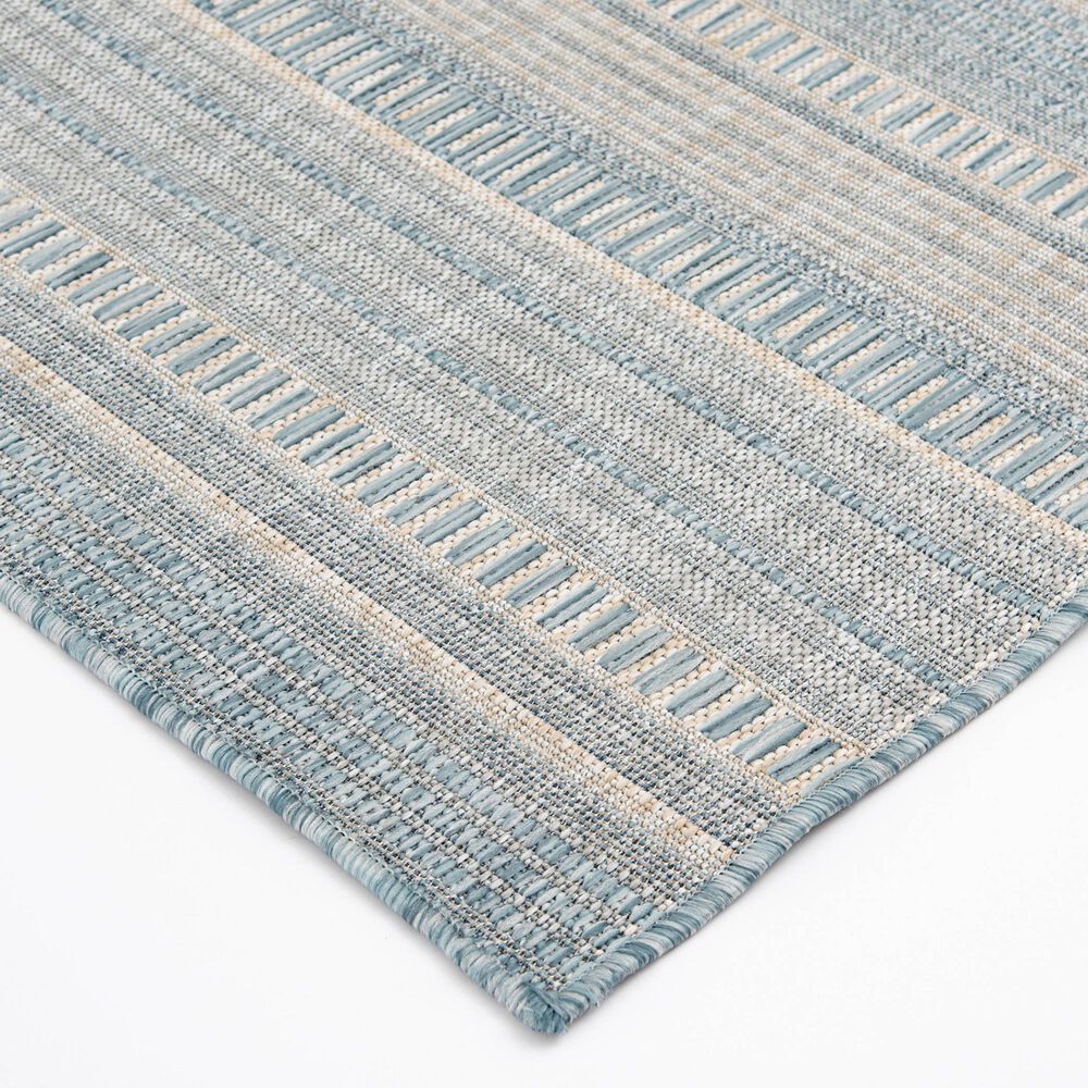 Central Oriental Melbourne Dracus 5&#39; x 7&#39; Vanilla and Lagoon Area Rug, , large