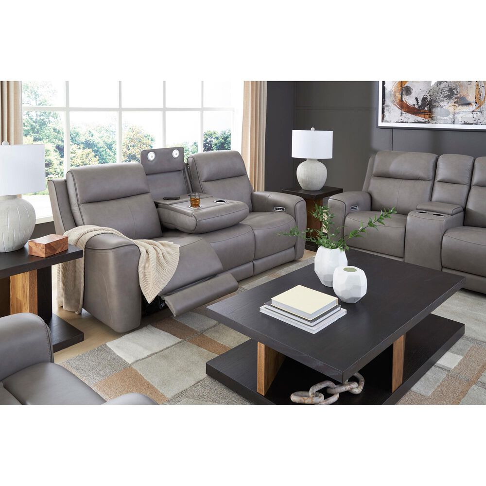 Ashley 5Z-Comfort Power Recliner Loveseat with Console and Adjustable Headrest in Coin, , large
