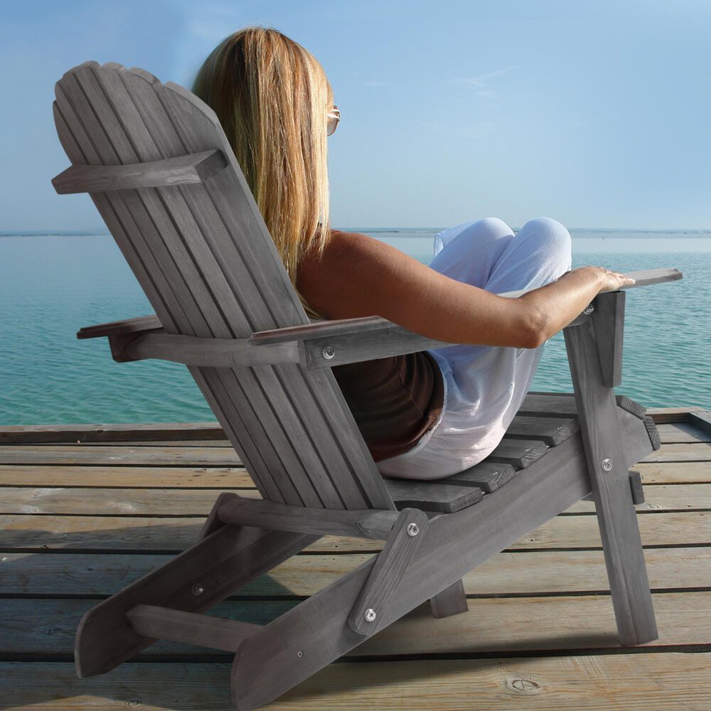 Hearth and Haven Outdoor Folding Adirondack Chair in Gray &#40;Set of 2&#41;, , large