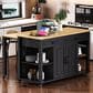 HOMLUX 47" Kitchen Island with Extendable Dining Table in Black and Natural, , large