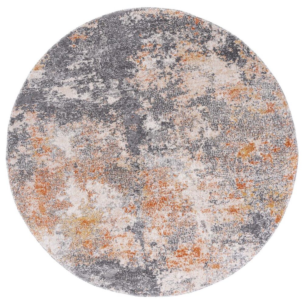 Safavieh Aston 6"7" Round Grey and Gold Area Rug, , large