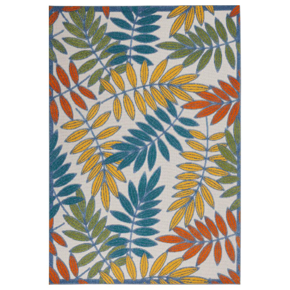 Nourison Aloha ALH18 10" x 14" Ivory and Multicolor Indoor/Outdoor Area Rug, , large