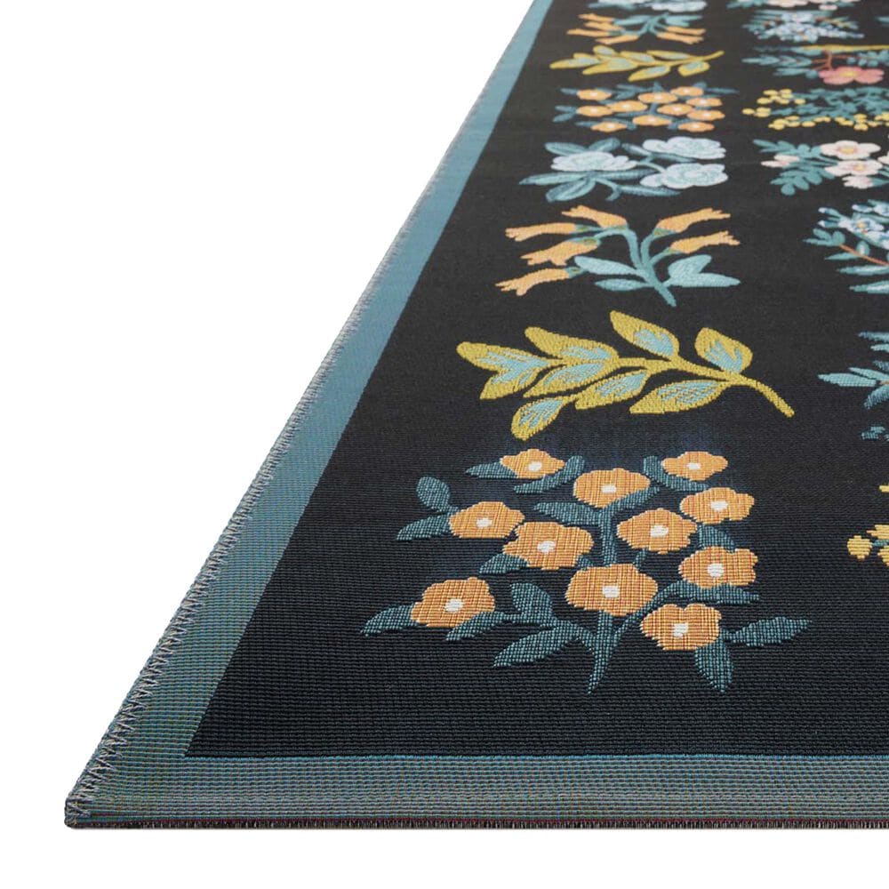 Rifle Paper Co. x Loloi Perennial Wildflower 2&#39;5&quot; x 5&#39;6&quot; Black Runner, , large
