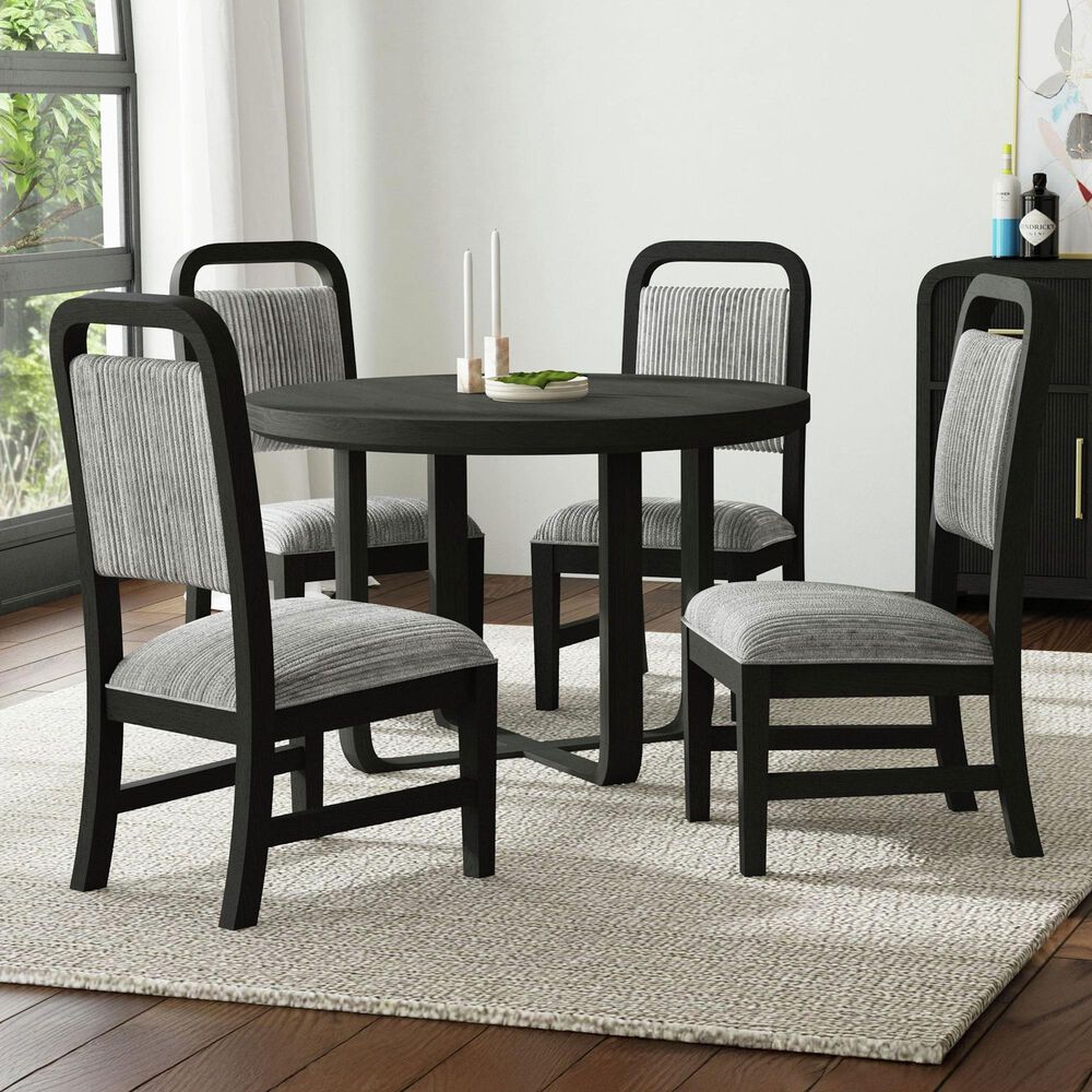 Mayberry Hill Ridgemont Dining Side Chair with Grey Cushion in Black, , large