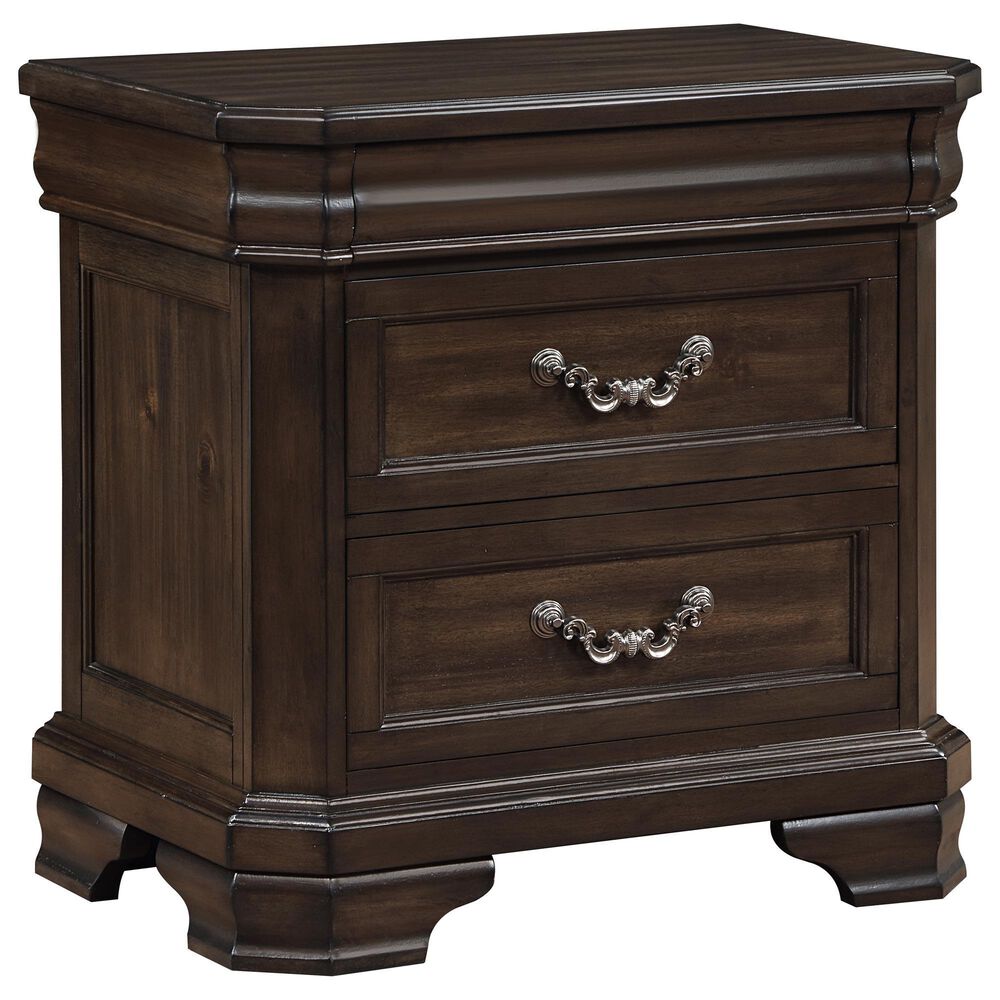 New Heritage Design Lynhurst 2-Drawer Nightstand in Walnut Brown, , large