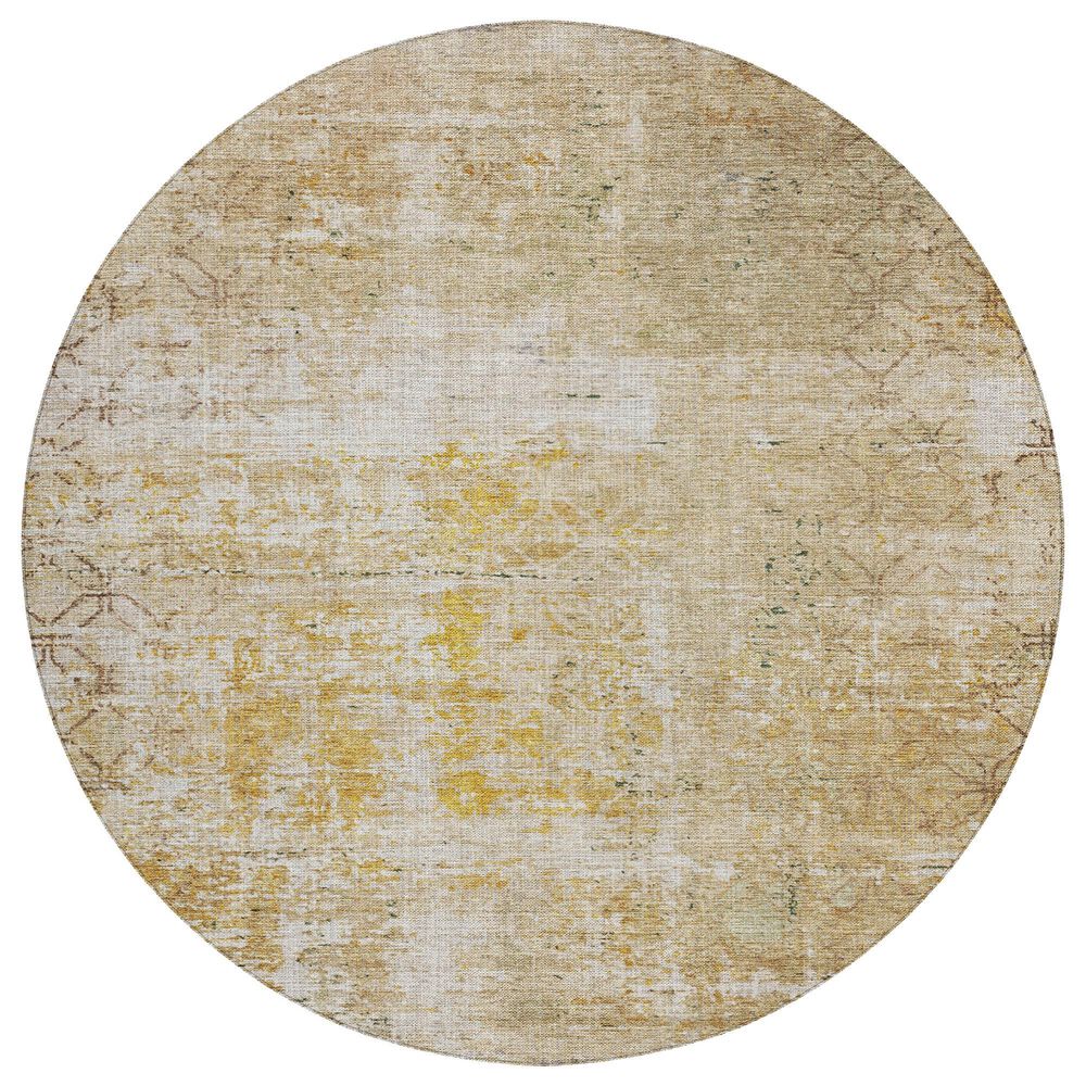 Dalyn Rug Company Burano BU7 8" Round Gold Indoor/Outdoor Area Rug, , large