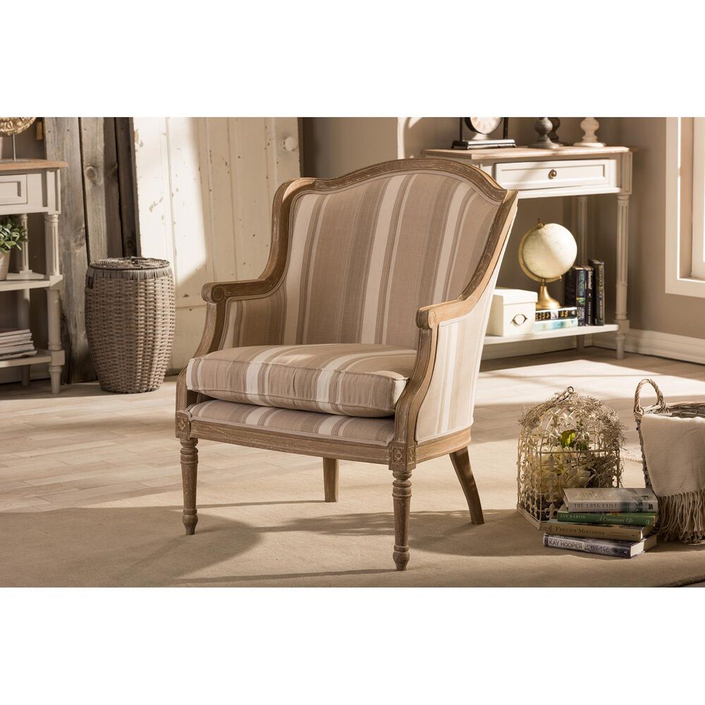 Baxton Studio Charlemagne Accent Chair in Tan and Brown, , large