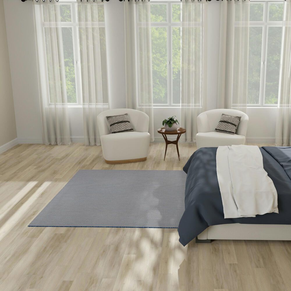 Nourison Courtyard Ivory and Blue 6&#39; Square Indoor/Outdoor Area Rug, , large