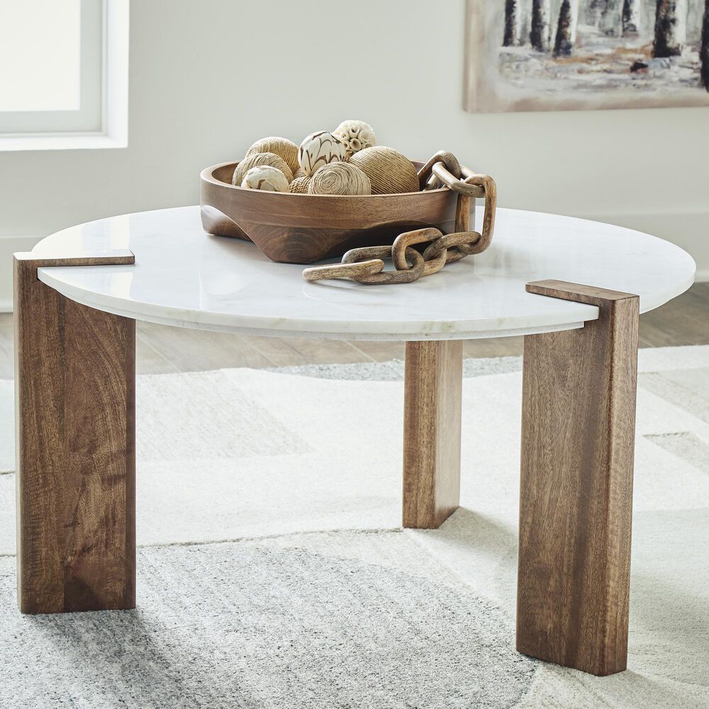 Ashley Isanti Coffee Table in White and Brown, , large