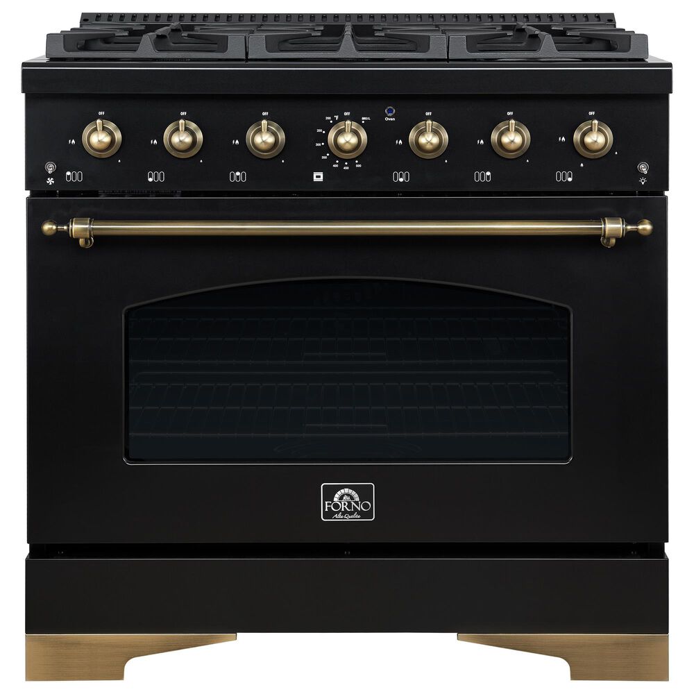Forno Antico 36" Freestanding Dual Fuel Range in Black, , large