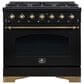 Forno Antico 36" Freestanding Dual Fuel Range in Black, , large