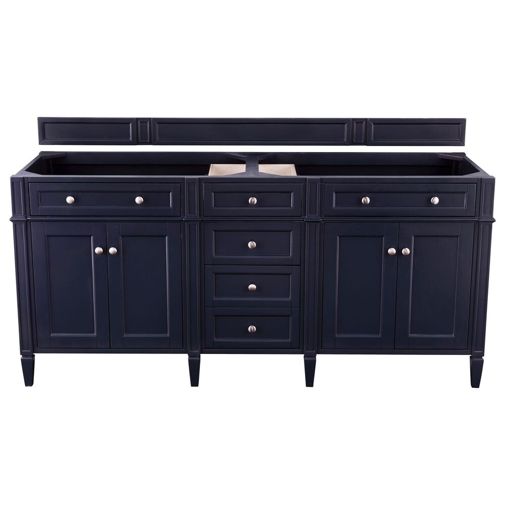 James Martin Vanities Brittany 72&quot; Double Bathroom Vanity in Victory Blue with 3 cm Charcoal Soapstone Quartz Top and Rectangle Sinks, , large