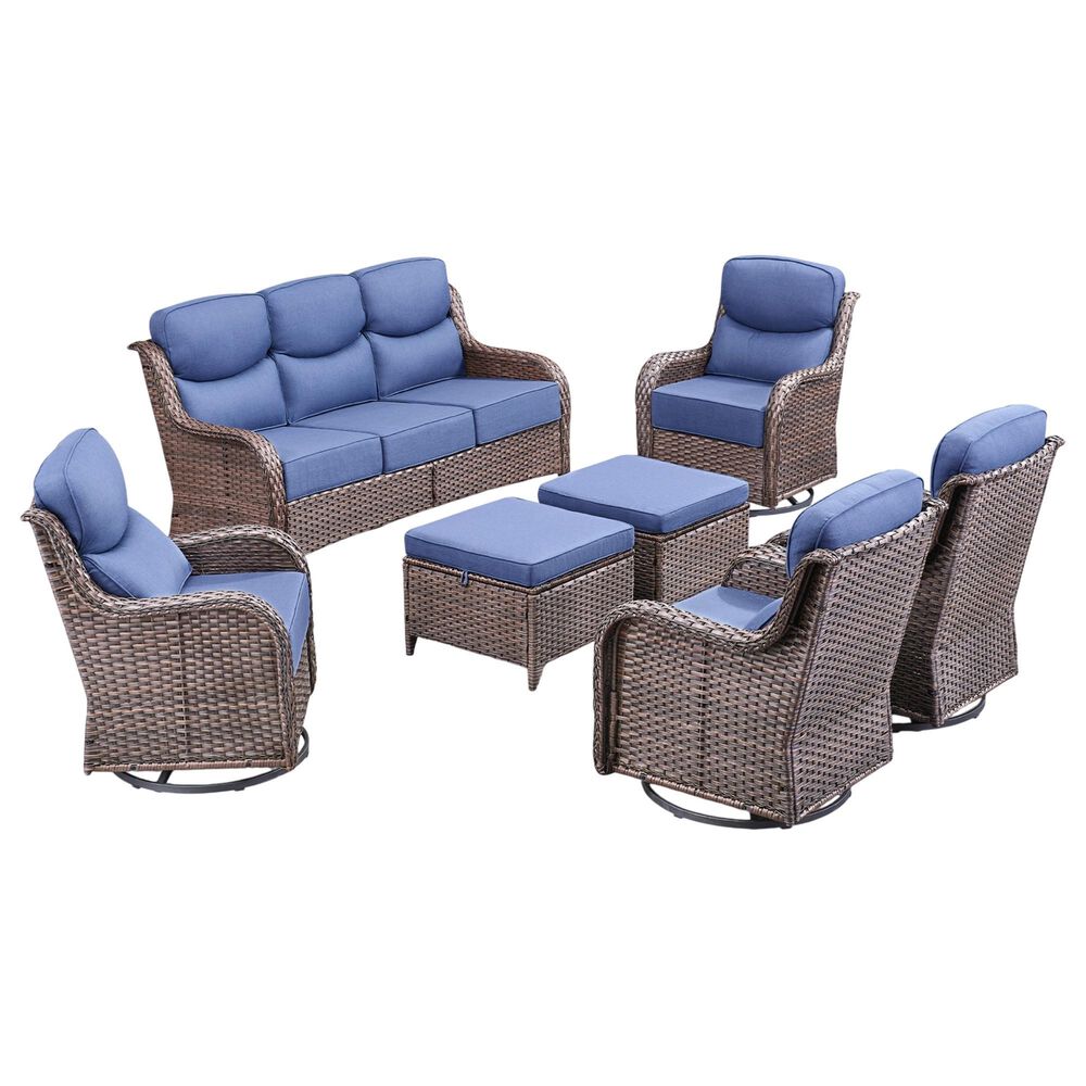 Sunwell Garden 7-Piece Conversation Set in Navy, , large