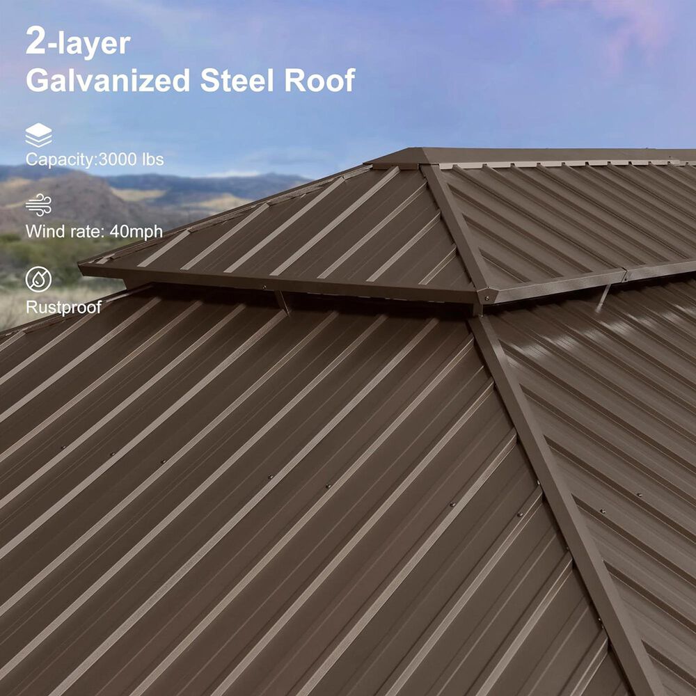 HOMLUX 14' x 24' Hardtop gazebo with double roof in Bronze, , large