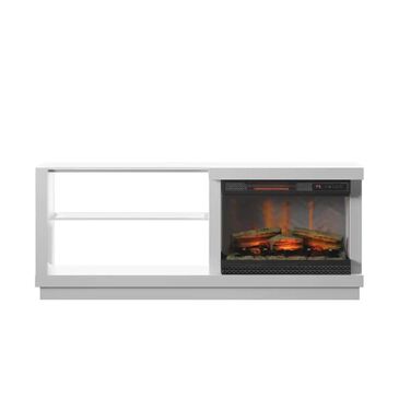 Fabio Flames 60" TV Stand with Fireplace Insert in White, , large