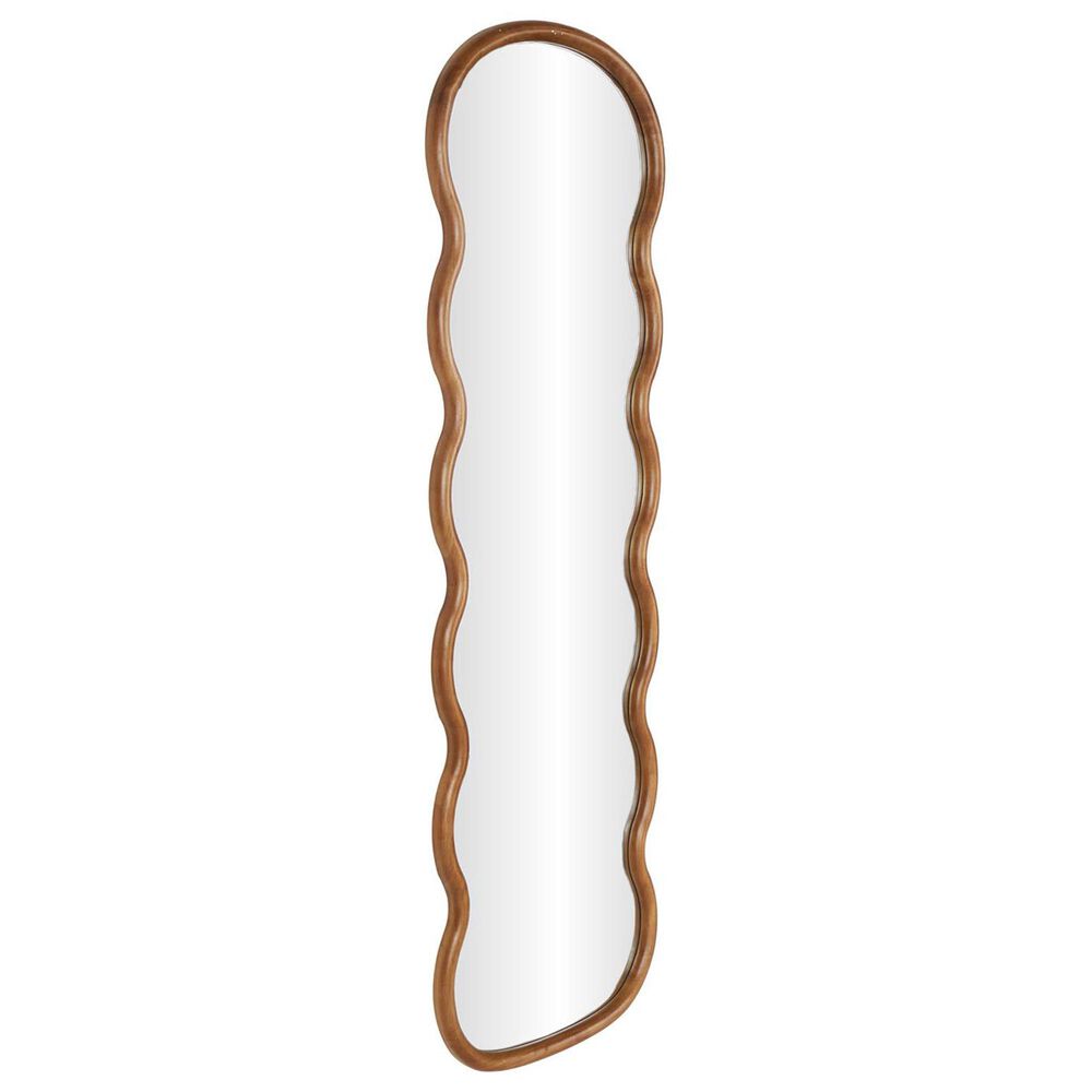 Maple and Jade 71&quot; Wood Abstract Wavy Wall Mirror in Brown, , large