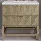 James Martin Vanities Emmeline 36" Single Bathroom Vanity in Pebble Oak with 3 cm Ethereal Noctis Quartz Top and Rectangular Sink, , large