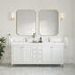 James Martin Vanities Chicago 72" Double Bathroom Vanity in Glossy White with Single Hole 3 cm White Zeus Quartz Top and Rectangular Sinks, , large