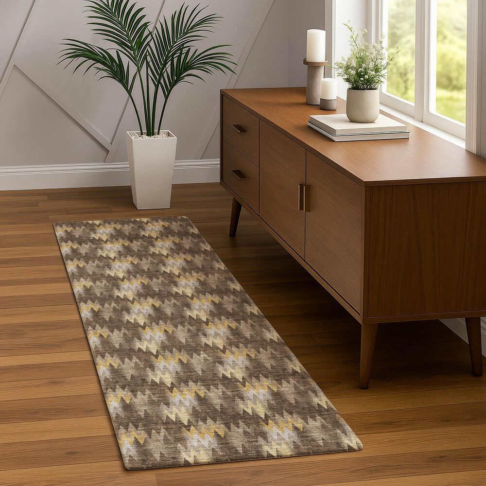 Dalyn Rug Company Soft Essentials Chevron Chocolate 2'3" x 7'6" Runner, , large