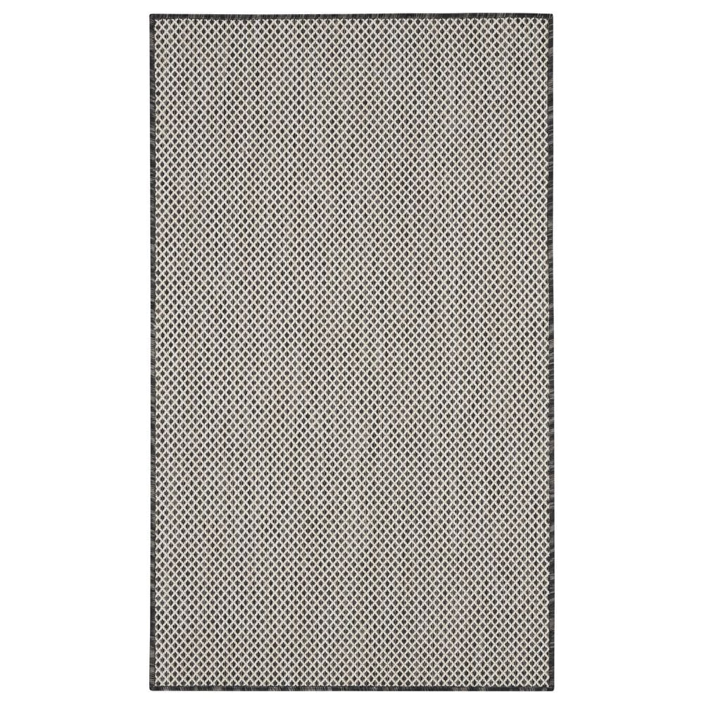 Nourison Courtyard Ivory and Charcoal 3" x 5" Indoor/Outdoor Area Rug, , large