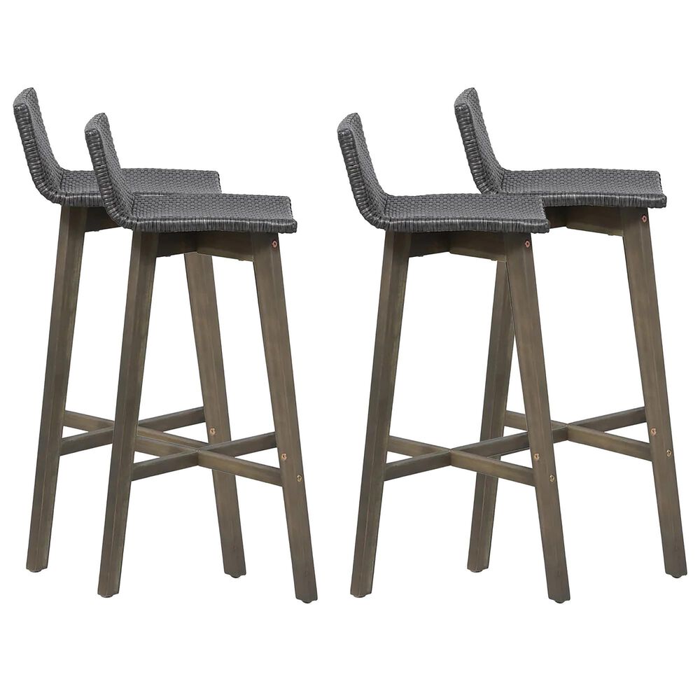 Noble House La Brea Patio Barstool in Gray &#40;Set of 4&#41;, , large