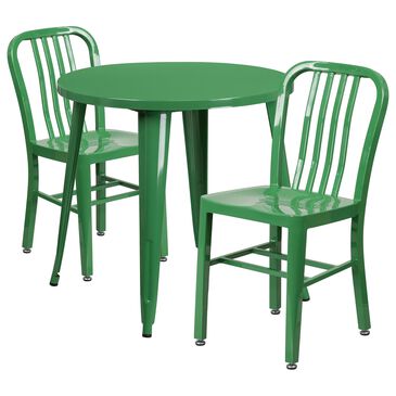 Flash Furniture 3-Piece Round Metal Bistro Table Set in Green, , large