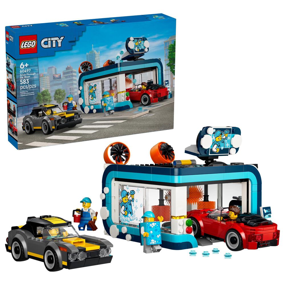 LEGO City Drive-Through Car Wash Building Set, , large