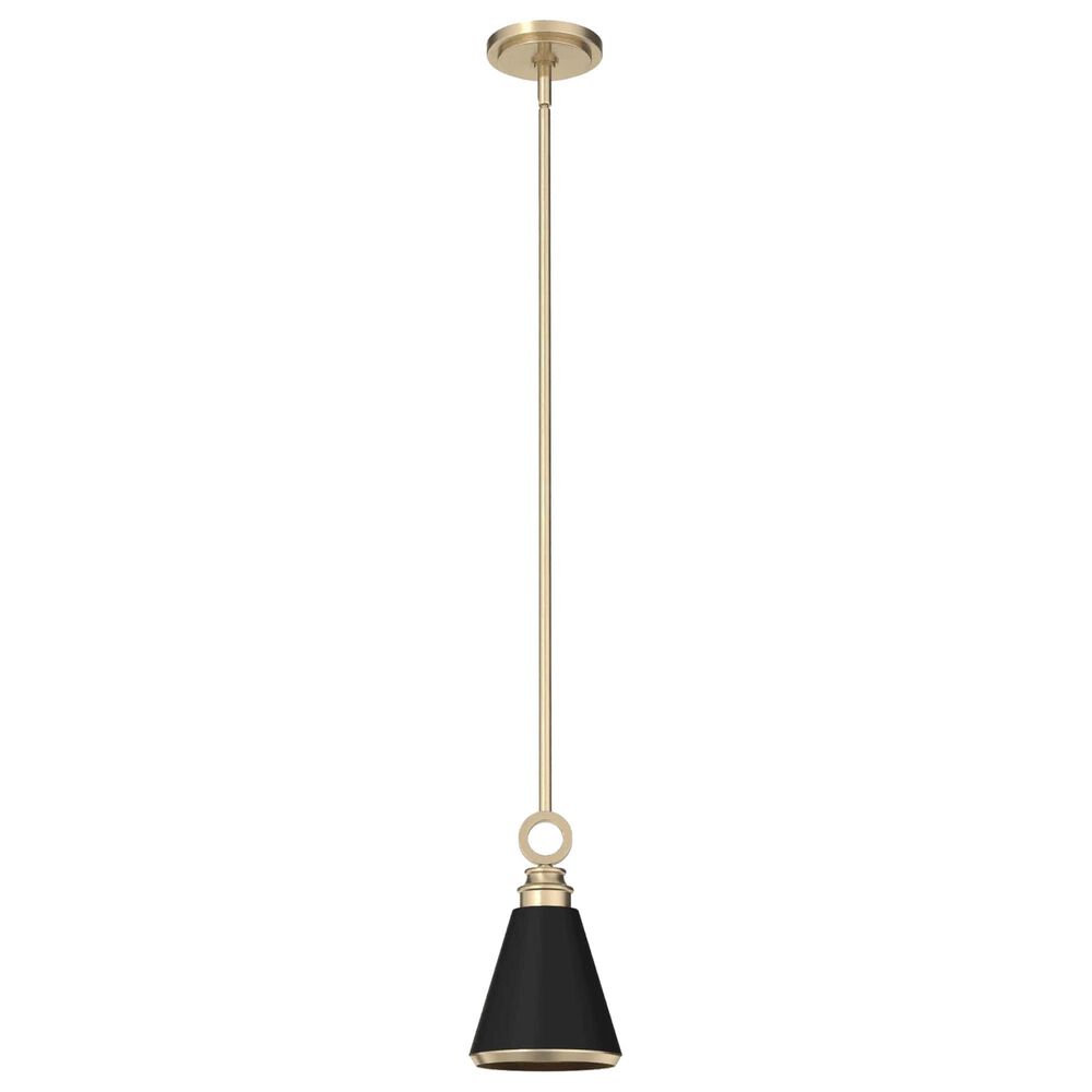 Hunter Klein 6" 1-Light Pendant with Flat Matte Black Shade in Alturas Gold, , large