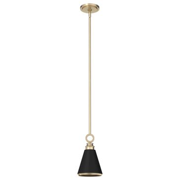 Hunter Klein 6" 1-Light Pendant with Flat Matte Black Shade in Alturas Gold, , large