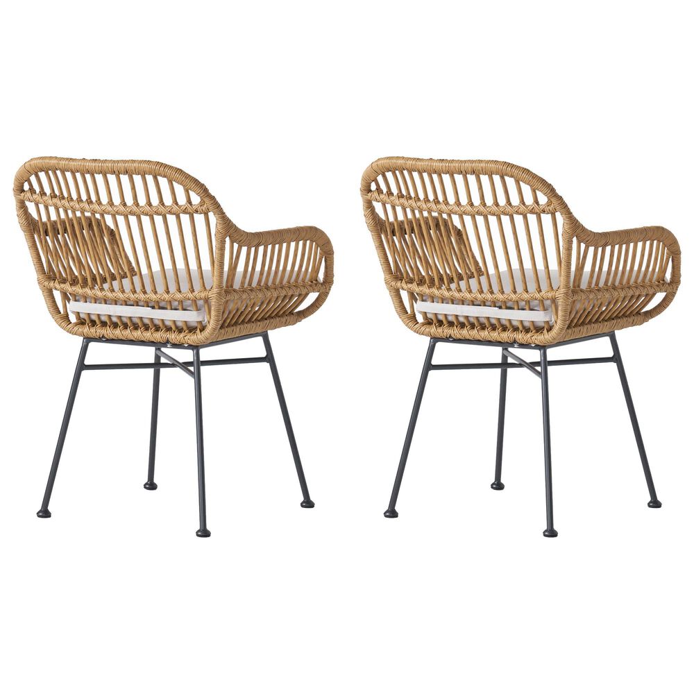 Hearth and Haven Rodney Outdoor Chair with Beige Cushion in Brown &#40;Set of 2&#41;, , large