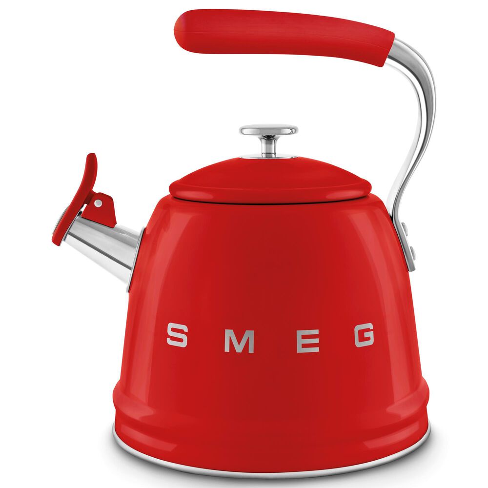 SMEG 2.3L Retro Style Electric Whistling Kettle in Red, , large