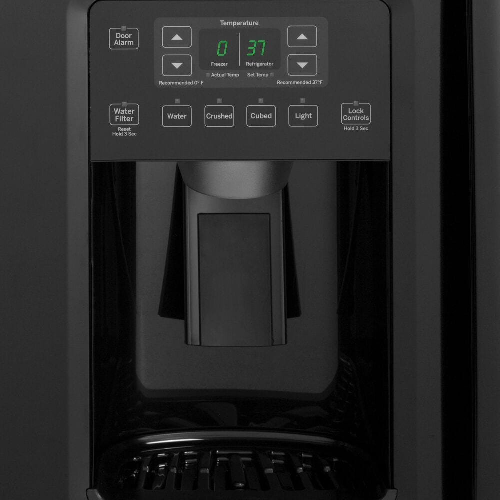 GE Appliances 21.9 Cu. Ft. Counter-Depth Side by Side Refrigerator in Black, , large