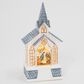 The Gerson Company 11"H Battery-Operated Lighted Spinning Water Globe Church in Gold, Sliver and White, , large